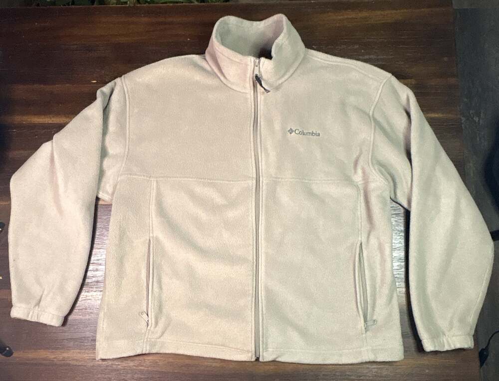 Columbia Full Zip Fleece Jacket Men's XL Mint Sage Green Mock Neck Zip Pockets
